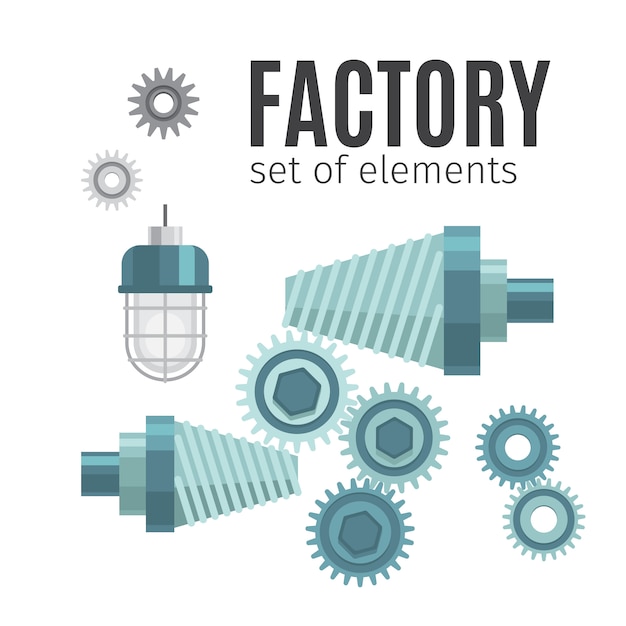 Vector engranajes mecánicos conjunto de elementos.