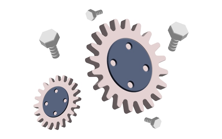 Vector engranajes y pernos vectoriales 3d