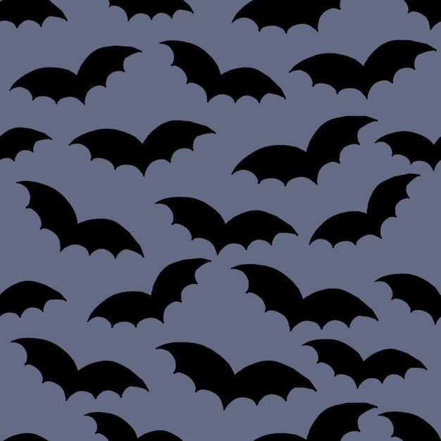 Enjambre de patrones dibujados a mano de garabato sin costuras de halloween de murciélago negro