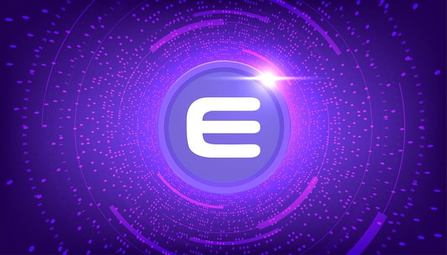 Enjin Coin ENJ moneda crypto moneda temática banner ENJ icono sobre fondo de color púrpura moderno