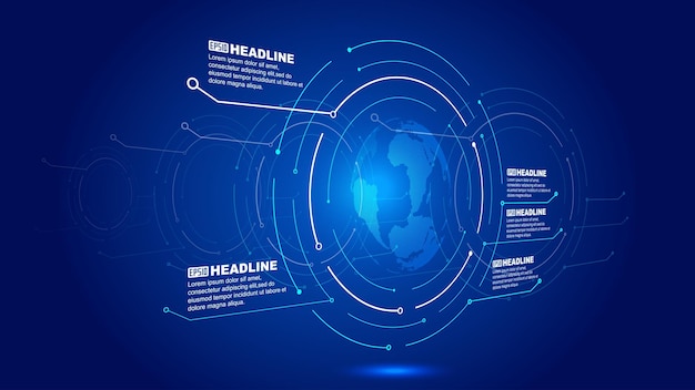 Enlace de línea de punto construcción de tierra digital de tecnología global fondo de vector de tecnología de internet