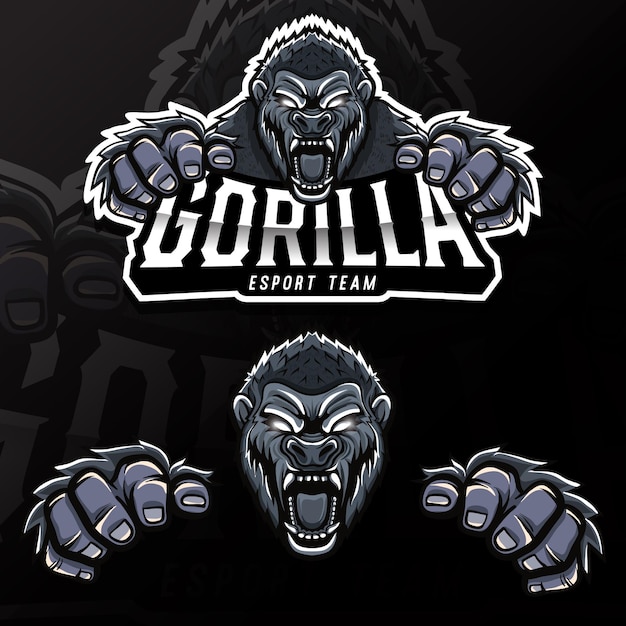 Enojado animal salvaje gorila esport logo ilustración