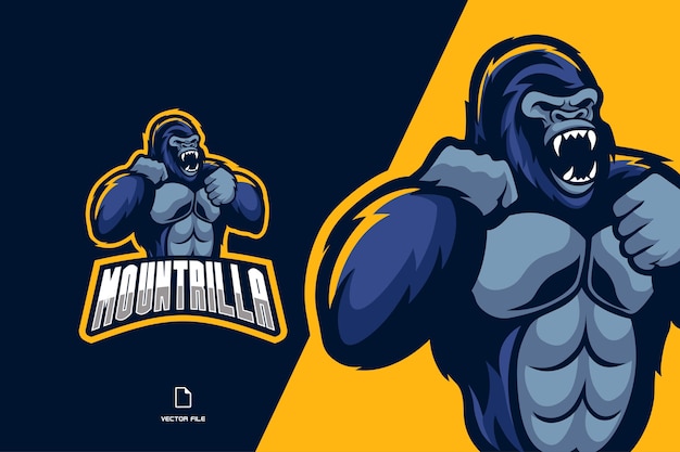 enojado gorila mascota deporte juego equipo logo