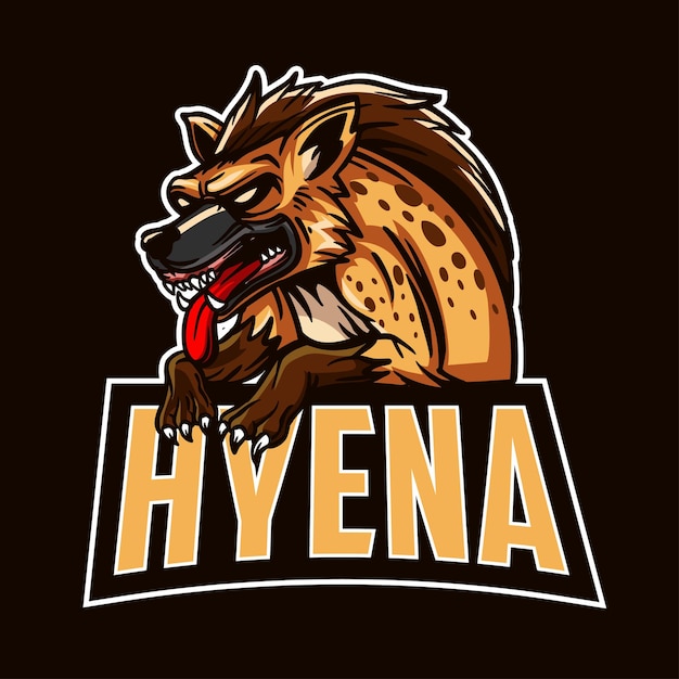 enojado, hiena, mascota, logotipo, ilustración