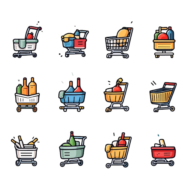 Enorme colección de iconos de carritos de compras