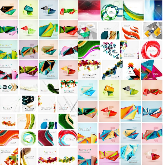 Enorme megacolección de diseños gráficos de papel geométrico abstracto Plantillas de presentación de fondos universales o portadas web