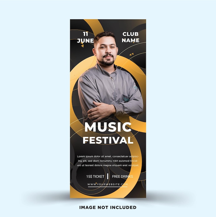 Vector enrollar plantilla de banner festival de música plantilla eps
