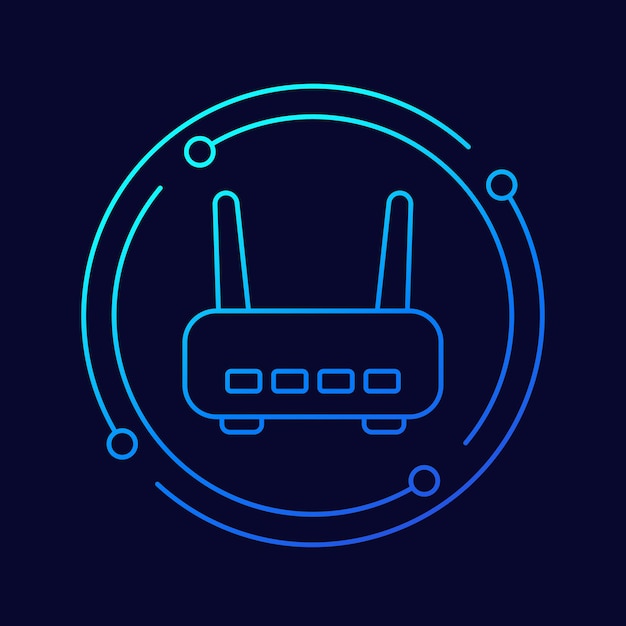 Enrutador Wi-Fi, icono de vector de línea de módem adsl