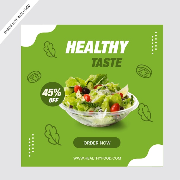 Vector ensalada alimentos saludables promoción en las redes sociales plantilla de diseño de publicaciones de instagram