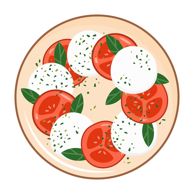 Ensalada de caprese con mozzarella y tomate y albahaca