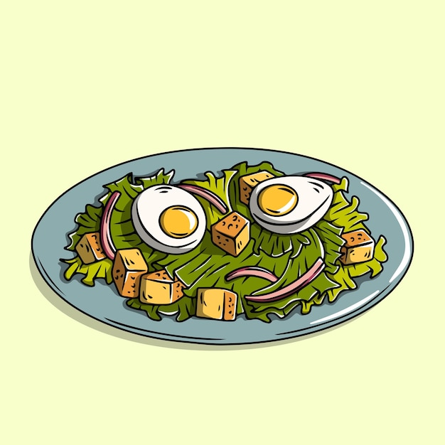 Ensalada César con huevo y croutones