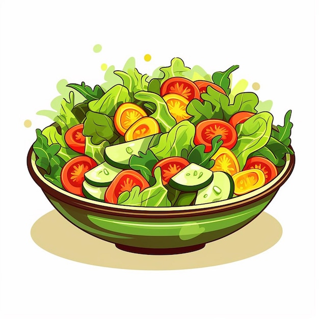 ensalada dieta comida fresco ilustración vector orgánico saludable vegetal vegetariano nutrición