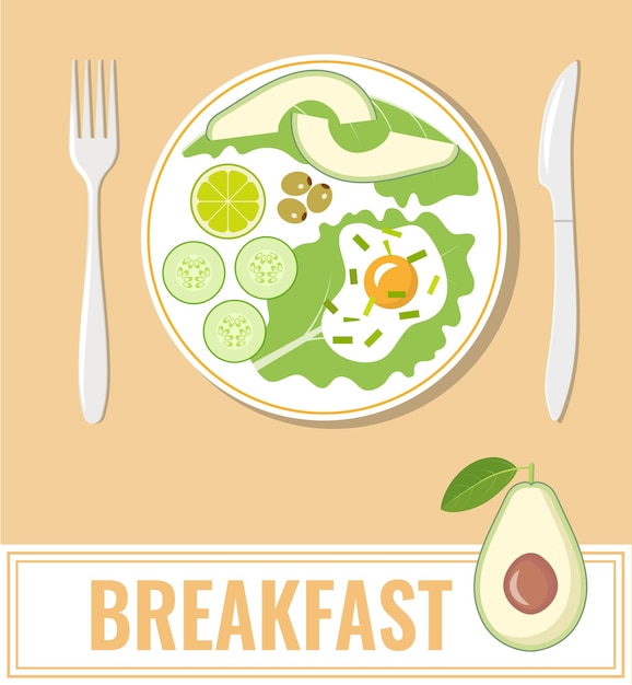 Ensalada de lechuga de aguacate pepino kiwi rúcula con semillas de mostaza