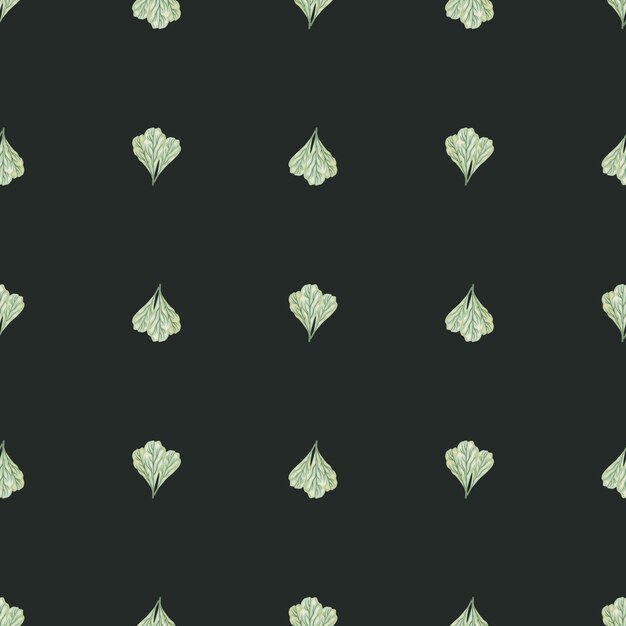 Ensalada de mangold de manojo de patrones sin fisuras sobre fondo oscuro. Adorno moderno con lechuga. Plantilla de planta geométrica para tela. Ilustración de vector de diseño.