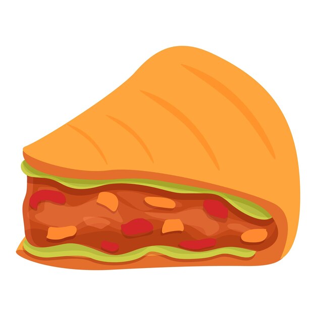 La ensalada de quesadilla deja icono vector de dibujos animados Conoce la comida