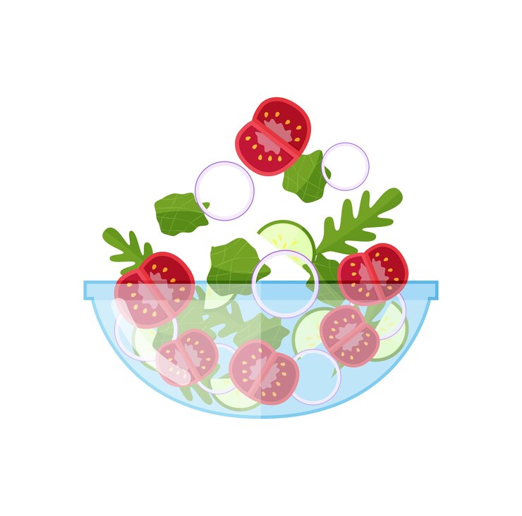 Vector ensalada de verduras con productos frescos productos naturales ecológicamente limpios