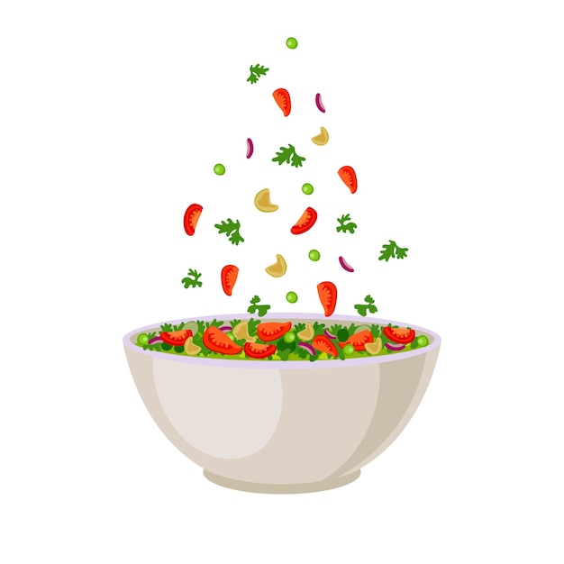 Ensaladera vectorial aislada sobre fondo blanco Concepto de alimentación saludable