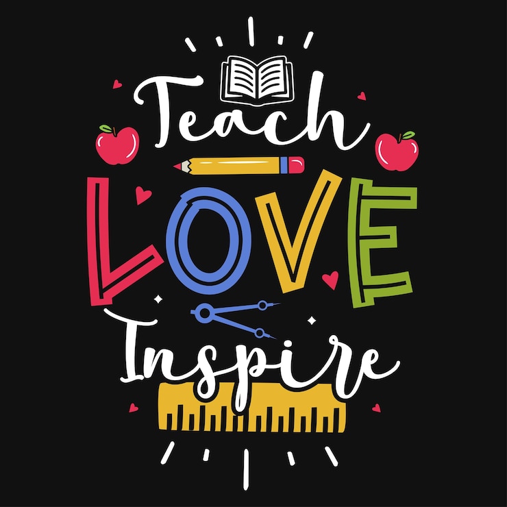 Vector enseñar amor inspira el diseño de camisetas