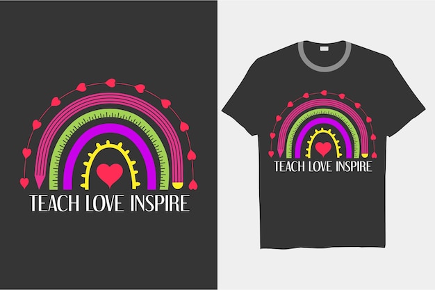 Vector enseñar amor inspirar diseños de camisetas rainbow para niños