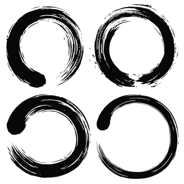 Enso Zen Circle Brush Vector Illustration Set Icon Collection Pack