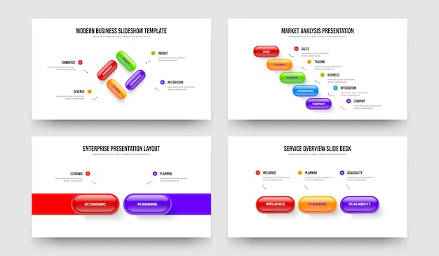 Enterprise Insight cuatro cinco dos tres opciones Diagrama de diapositivas Diseño Vector Ilustración Bundle