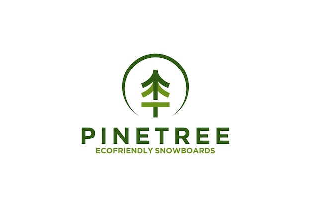 El entorno de diseño del logotipo de la naturaleza del árbol de pino va el símbolo del icono verde