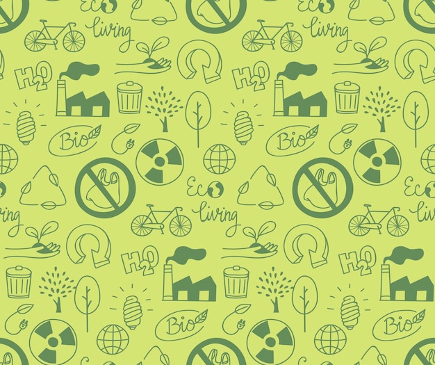 Entorno verde doodle fondo transparente