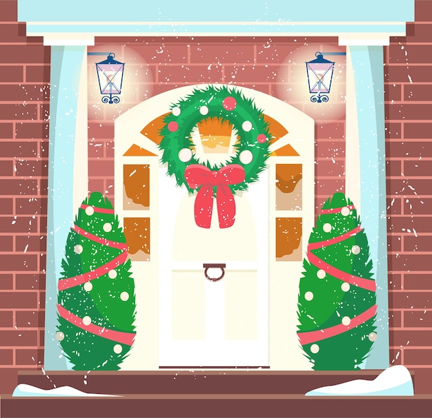 entrada de la casa decorada con wearth