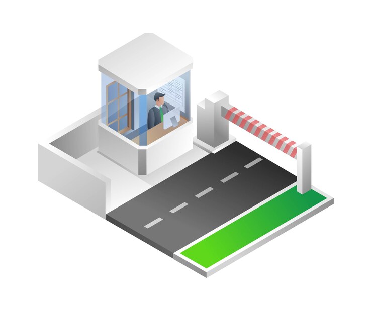 Vector entrada del puesto de estacionamiento de vehículos