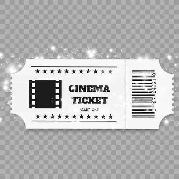 Entradas aisladas sobre fondo blanco Vista frontal realista Entrada de película en color Ilustración vectorial