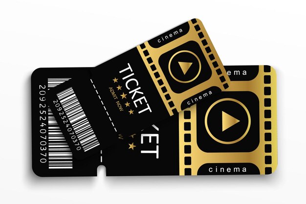 Entradas para asistir a un evento o película con fondo transparente.