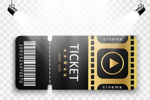 Entradas para asistir a un evento o película sobre un fondo transparente