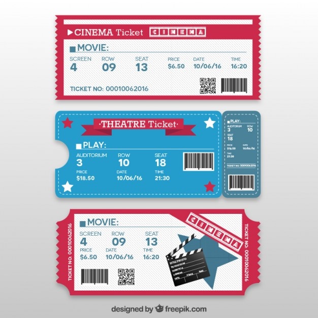 Vector entradas de cine realistas