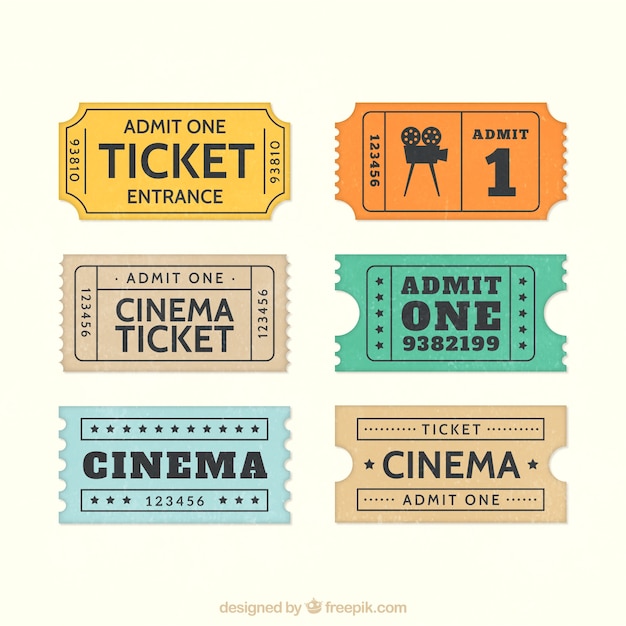 Vector entradas de cine retro