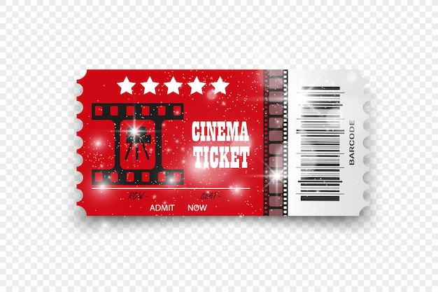 Entradas de cine vectoriales aisladas sobre fondo transparente Boleto de entrada al cine realista