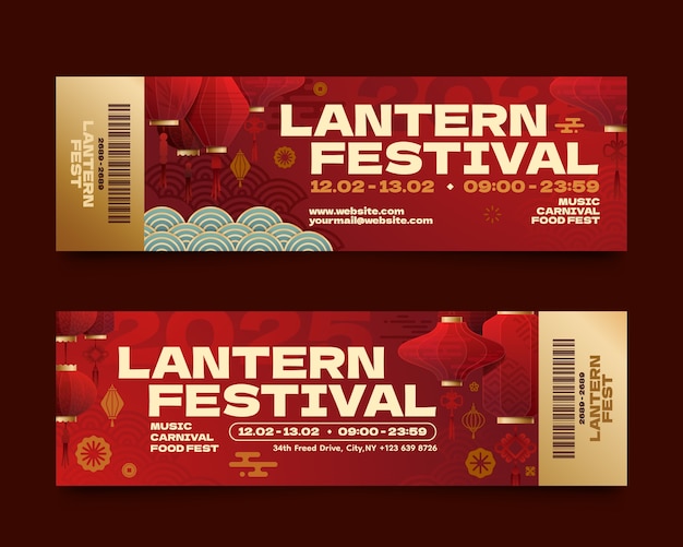 Entradas para el festival de linternas en estilo gradiente