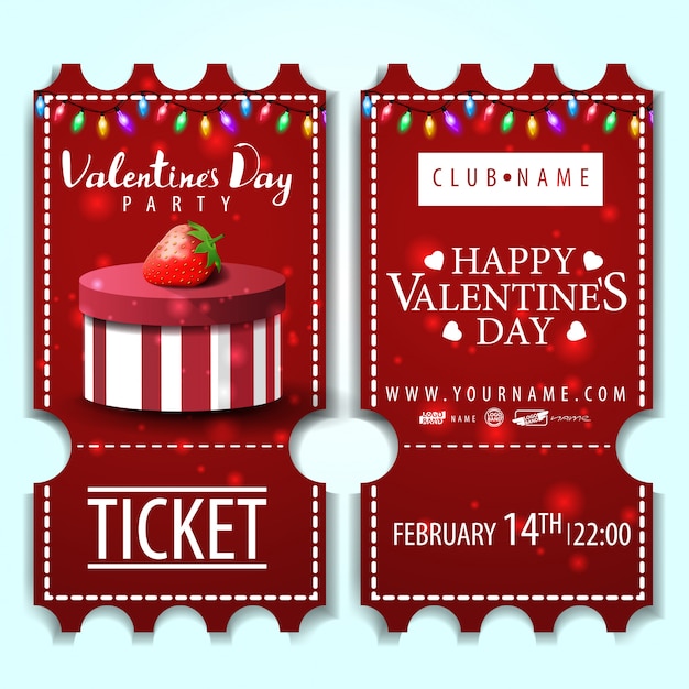 Vector las entradas rojas para la fiesta de san valentín.