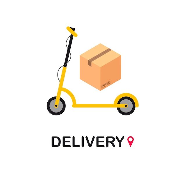 Entrega en bicicleta eléctrica E scooter con cajaTransporte urbano alternativo ecológico Envío rápido