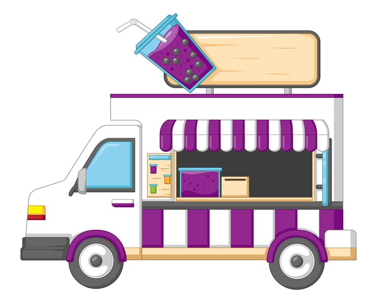 Vector entrega de camiones de bebidas comida rápida icono de negocios urbanos