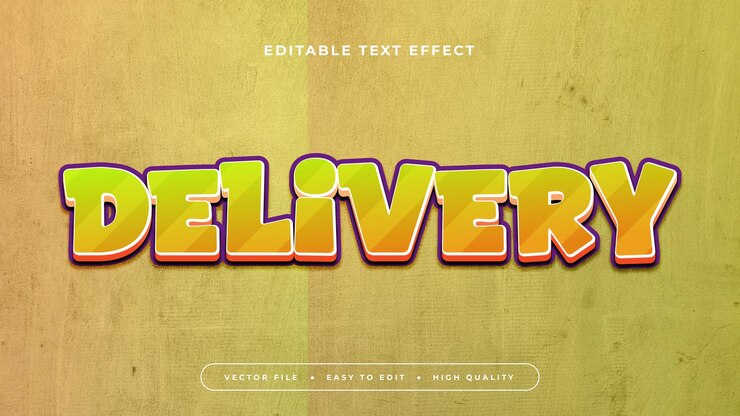 Vector entrega colorida estilo de fuente de efecto de texto editable en 3d