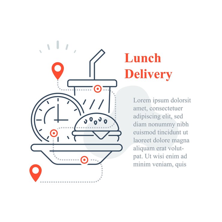 Vector entrega de comida rápida a casa, comer en casa, pedir comida, icono de línea