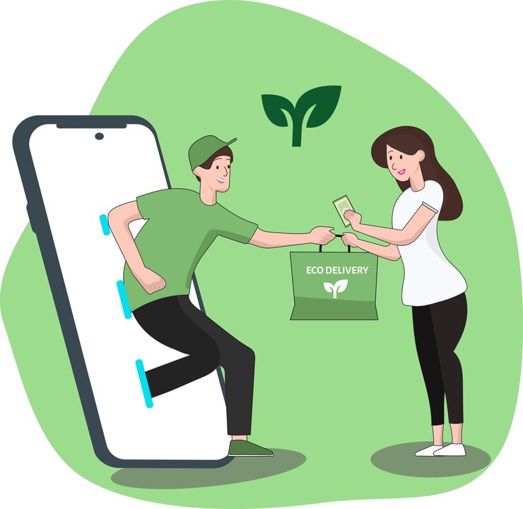 Vector entrega ecológica verde en ilustración vectorial