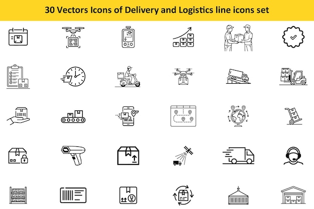 Entrega Envío Logística Caja de paquetes Iconos de paquetes de furgonetas