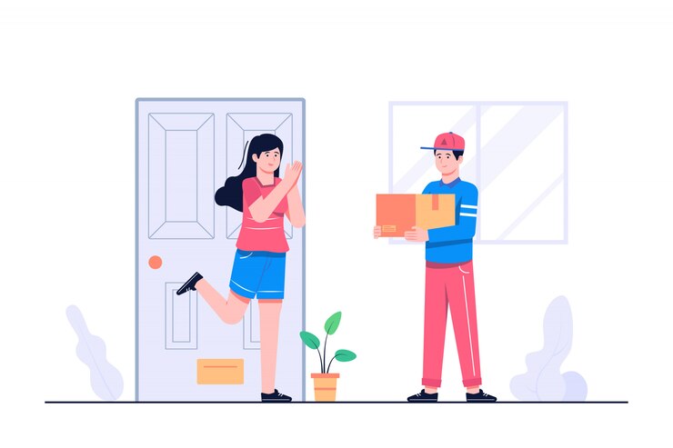 Vector entrega del hombre para la ilustración del concepto de hogar