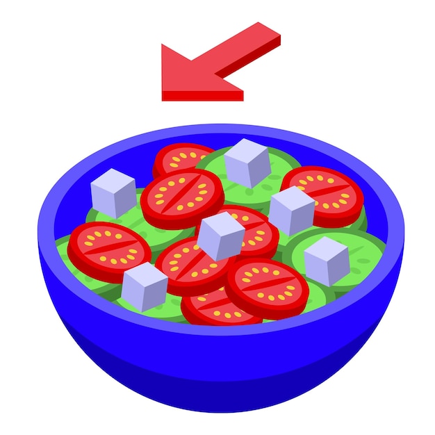 Entrega de icono de tazón de ensalada fresca vector isométrico paquete de comestibles