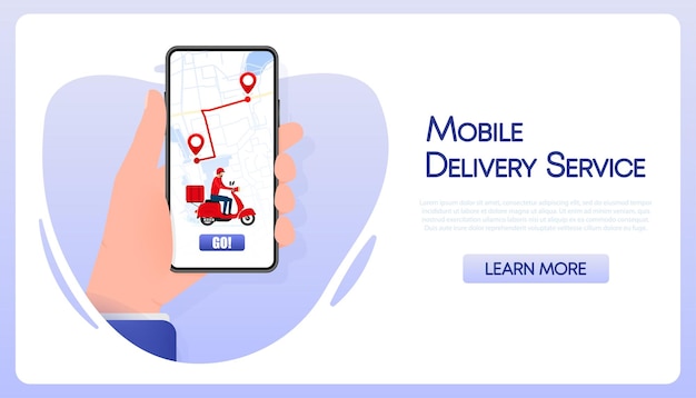 Entrega en línea Entrega de servicio de mensajería Dinero rápido Seguimiento de mapa scooter Ilustración vectorial