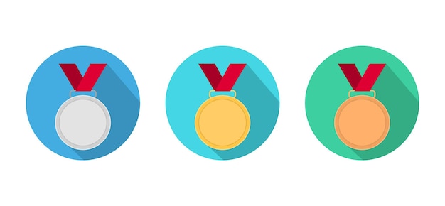 Entrega de medallas en círculos de oro, plata y bronce