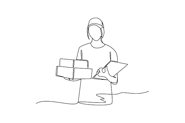 Entrega mensajero hombre que lleva paquete de caja y notas Entrega segura de mercancías concepto 3d vector personas personaje ilustración estilo minimalista de dibujos animados
