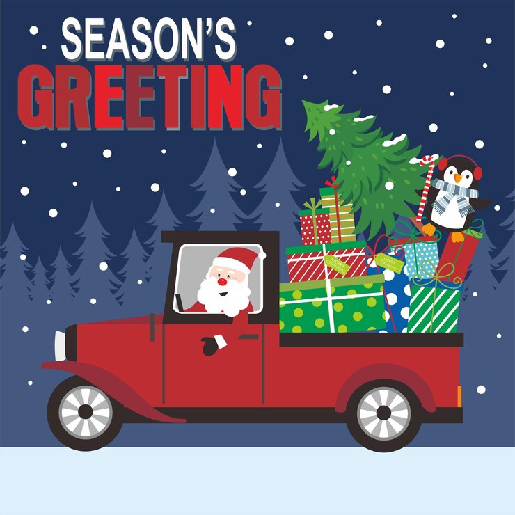 Vector entrega de navidad de papá noel