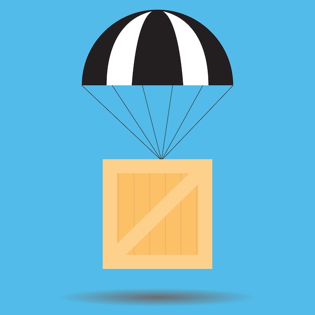 Entrega de paquetes Icono de entrega plana y entrega gratuita en el aire Ilustración vectorial